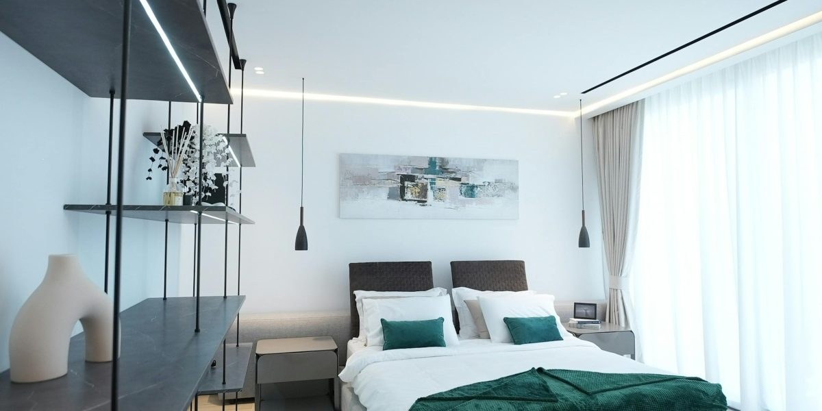 Modern Dubai apartment interior overlooking the city skyline