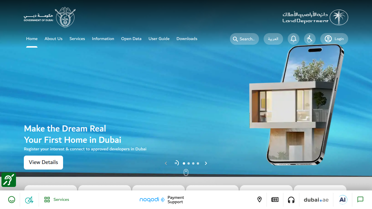 The Dubai Land Department (DLD) website, a key resource for real estate transaction data and regulatory information in Dubai.