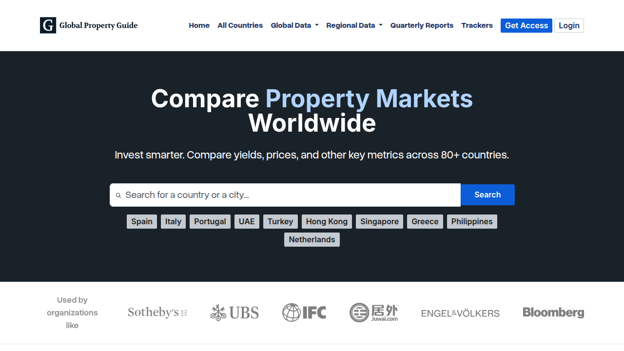 The Global Property Guide website, an international resource for property market analysis and data.