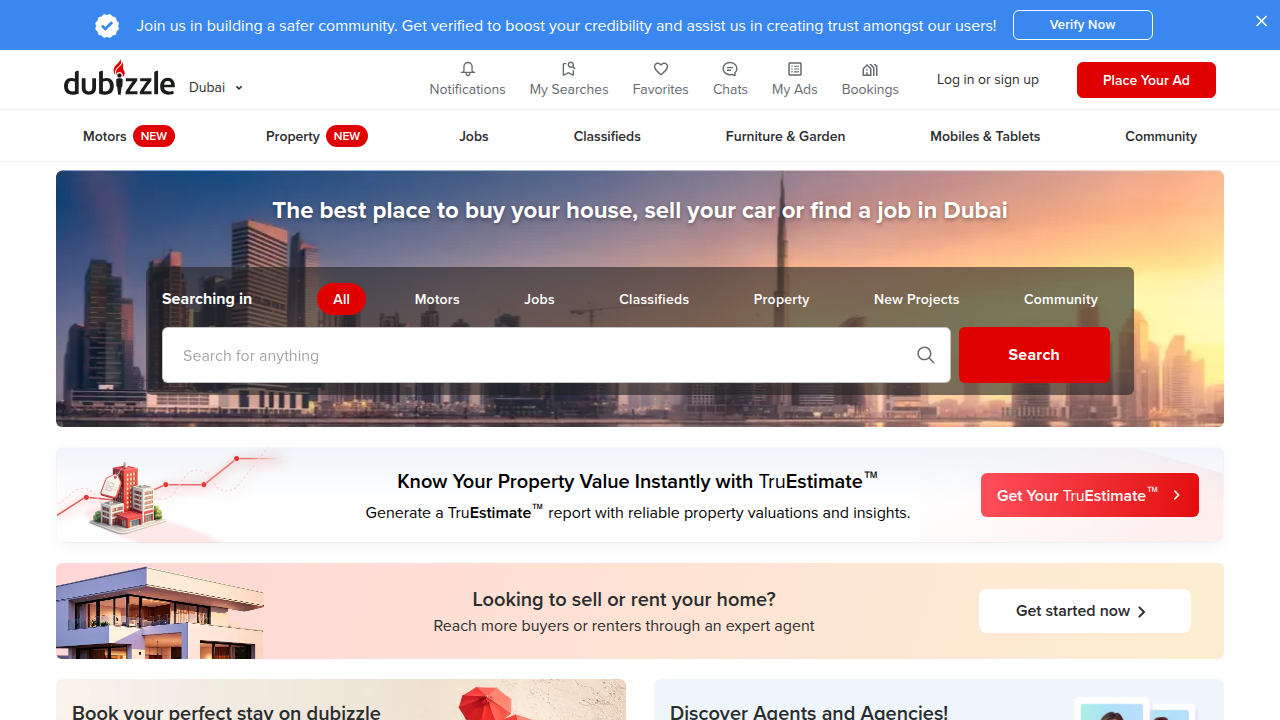 dubizzle is a popular online marketplace in the UAE, widely used for property listings and classifieds.